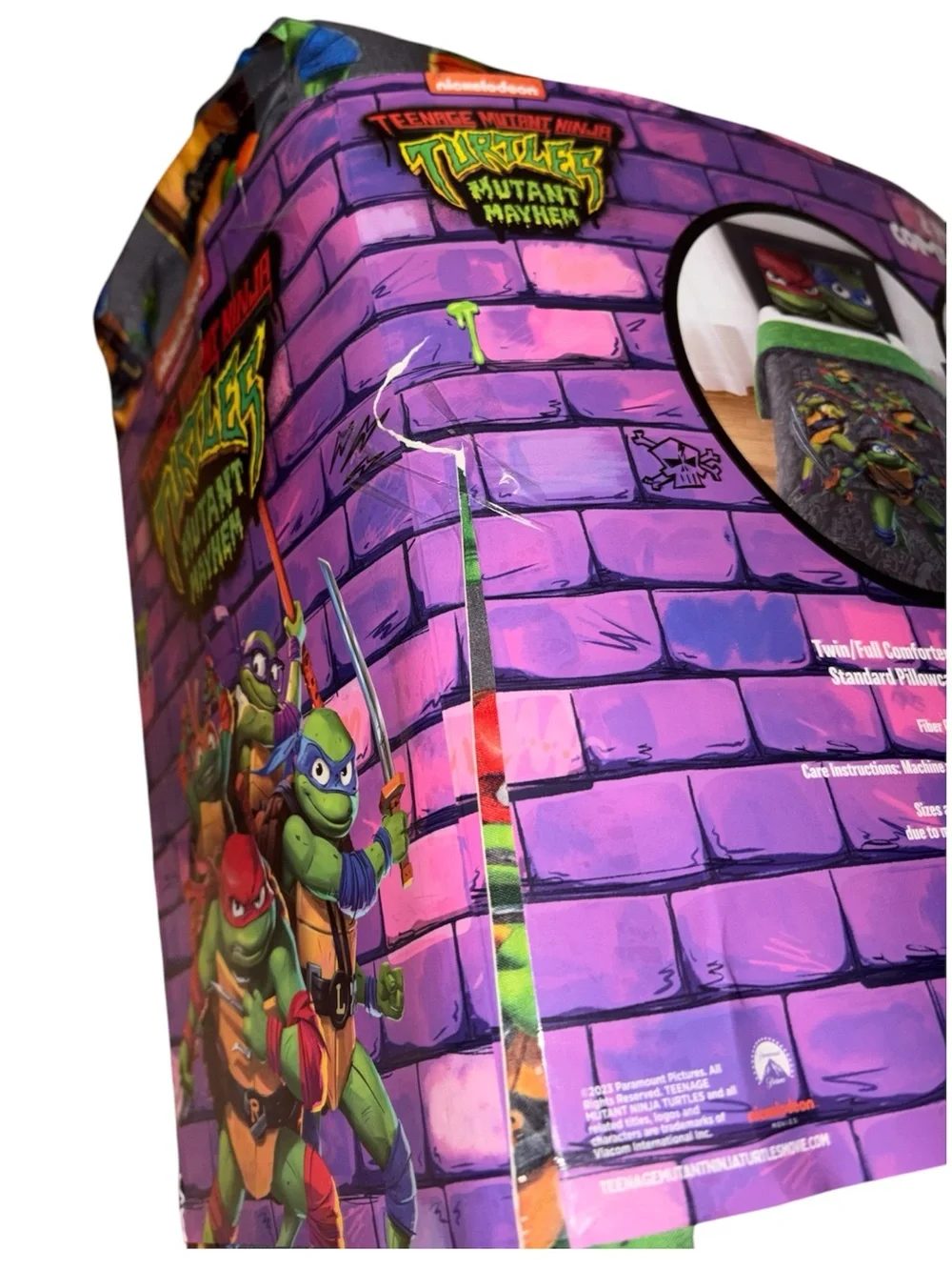 Teenage Mutant Ninja Turtles Kids 2 Piece Grey Reversible Set, Twin/Full